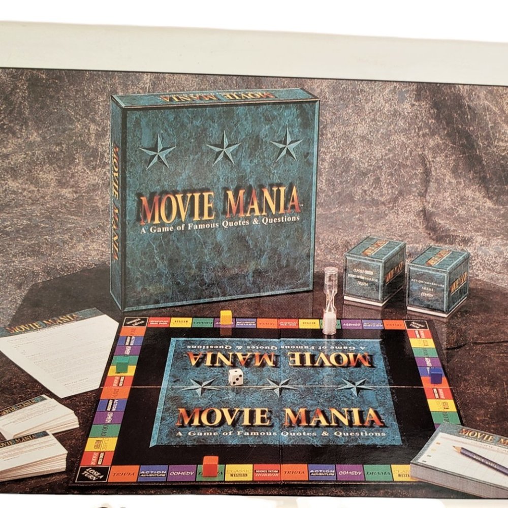 Movie Mania Vintage Triva Board Game - A Game of Famous Quotes & Questions
